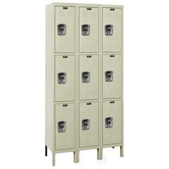 Hallowell ReadyBuilt Locker, 729 Tan, Triple Tier, 3-Wide, Assembled