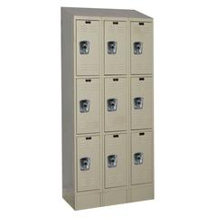 Hallowell ReadyBuilt II Locker, 729 Tan, Triple Tier, 3-Wide, Assembled