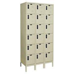 Hallowell DigiTech Electronic Locker, 729 Tan, 6-Tier, 3-Wide, Assembled