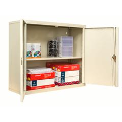 400 Series Wallmount Solid Storage Cabinet, 36"W x 12"D x 30"H, 729 Tan, Single Tier, Double Solid Door, 1-Wide, Assembled