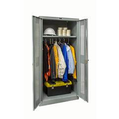 400 Series Stationary Ventilated Wardrobe Cabinet, 36"W x 24"D x 72"H, 725 Dark Gray, Single Tier, Double Ventilated Door, 1-Wide, Assembled