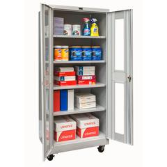 800 Series Mobile Storage Cabinet, 48"W  x 24"D x 78"H, 711 Light Gray - Antimicrobial, Single Tier, Double Safety-View Door, 1-Wide, Assembled