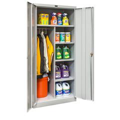 800 Series Stationary Combination Cabinet, 36"W  x 24"D x 78"H, 711 Light Gray - Antimicrobial, Single Tier, Double Solid Door, 1-Wide, Assembled