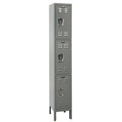 Hallowell Premium Locker, 725 Dark Gray, Triple Tier, 1-Wide, Assembled
