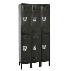 Hallowell Premium Locker, 708 Black, Double Tier, 3-Wide, Assembled