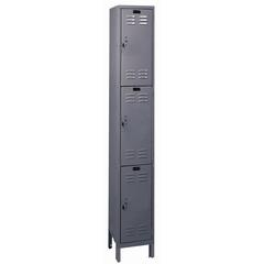 Hallowell Value Max Locker, 725 Dark Gray, Triple Tier, 1-Wide, Assembled