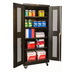 400 Series Mobile Ventilated Storage Cabinet, 36"W x 24"D x 72"H, 708 Midnight Ebony, Single Tier, Double Ventilated Door, 1-Wide, Knock-down