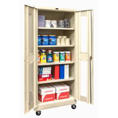 400 Series Mobile SV Storage Cabinet, 36"W x 24"D x 72"H, 729 Tan, Single Tier, Double Safety-View Door, 1-Wide, Knock-down