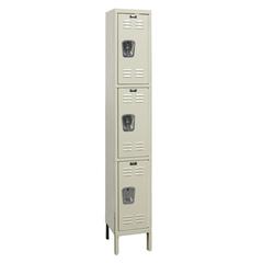 Hallowell Galvanite Locker, 729 Tan, Triple Tier, 1-Wide, Assembled