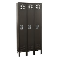 Hallowell Premium Locker, 708 Black, Single Tier, 3-Wide, Assembled