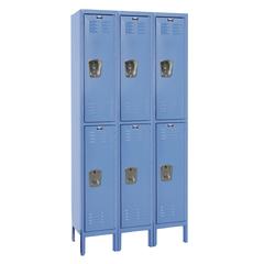 Hallowell Premium Locker, 707 Marine Blue, Double Tier, 3-Wide, Assembled