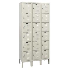 Hallowell Galvanite Locker, 729 Tan, 6-Tier, 3-Wide, Assembled