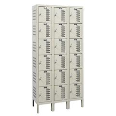 Hallowell Heavy-Duty Ventilated (HDV) Locker, 729 Tan, 6-Tier, 3-Wide, Assembled