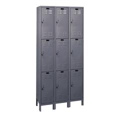 Hallowell Value Max Locker, 725 Dark Gray, Triple Tier, 3-Wide, Assembled