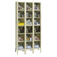 Hallowell Safety-View Plus Locker, 729 Tan, 6-Tier, 3-Wide, Assembled