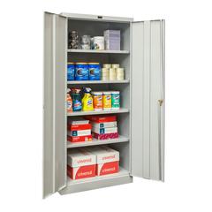 800 Series Stationary Storage Cabinet, 48"W  x 24"D x 78"H, 711 Light Gray - Antimicrobial, Single Tier, Double Solid Door, 1-Wide, Knock-down