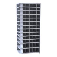 Hallowell Hi-Tech Metal Bin Shelving 36"W x 24"D x 87"H 725 Dark Gray  Add-on Unit (66) 6"W x 6"H, (12) 6"W x 9"H Bins
