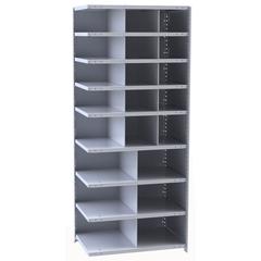 Hallowell Hi-Tech Metal Bin Shelving 36"W x 24"D x 87"H 725 Dark Gray  Add-on Unit (12) 12"W x 9"H, (3) 12"W x 12"H, (6) 18"W x 12"H Bins
