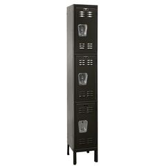 Hallowell Premium Locker, 708 Black, Triple Tier, 1-Wide, Assembled