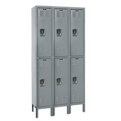 Hallowell Premium Locker, 725 Dark Gray, Double Tier, 3-Wide, Knock-Down