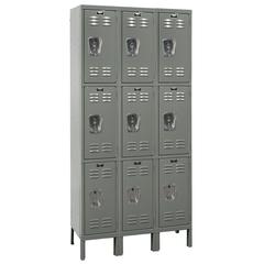 Hallowell Premium Locker, 725 Dark Gray, Triple Tier, 3-Wide, Assembled