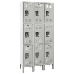Hallowell Premium Locker, 711 Light Gray, Triple Tier, 3-Wide, Assembled