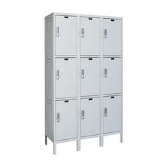Hallowell Laptop/Backpack Locker, 711 Light Gray, 3-Tier, 3-Wide, Assembled