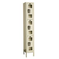 Hallowell Safety-View Locker, 729 Tan, Triple Tier, 1-Wide, Assembled