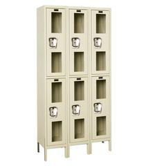 Hallowell Safety-View Locker, 729 Tan, Double Tier, 3-Wide, Assembled