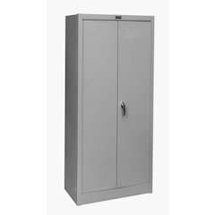 600 Series Slimline Storage Cabinet, 30"W x 15"D x 66"H, 711 Light Gray, Single Tier, Double Solid Door, 1-Wide, Assembled