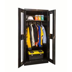800 Series Stationary Wardrobe Cabinet, 48"W  x 18"D x 78"H, 708 Midnight Ebony, Single Tier, Double Safety-View Door, 1-Wide, Assembled