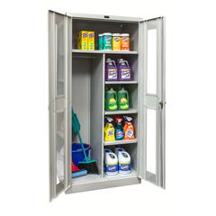 800 Series Stationary Combination Cabinet, 48"W  x 18"D x 78"H, 711 Light Gray - Antimicrobial, Single Tier, Double Safety-View Door, 1-Wide, Assembled