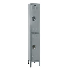 Hallowell Premium Locker, 725 Dark Gray, Double Tier, 1-Wide, Assembled