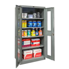 400 Series Stationary SV Storage Cabinet, 48"W x 24"D x 72"H, 725 Dark Gray, Single Tier, Double Safety-View Door, 1-Wide, Assembled