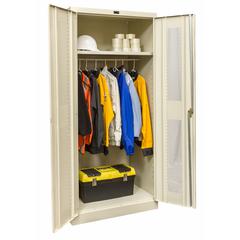 400 Series Stationary Ventilated Wardrobe Cabinet, 48"W x 24"D x 72"H, 729 Tan, Single Tier, Double Ventilated Door, 1-Wide, Assembled