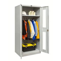 800 Series Stationary Wardrobe Cabinet, 48"W  x 24"D x 78"H, 711 Light Gray - Antimicrobial, Single Tier, Double Safety-View Door, 1-Wide, Assembled