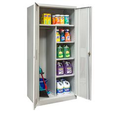 800 Series Stationary Combination Cabinet, 48"W  x 24"D x 78"H, 711 Light Gray - Antimicrobial, Single Tier, Double Ventilated Door, 1-Wide, Assembled