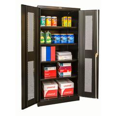 800 Series Stationary Storage Cabinet, 36"W  x 18"D x 78"H, 708 Midnight Ebony, Single Tier, Double Ventilated Door, 1-Wide, Knock-down
