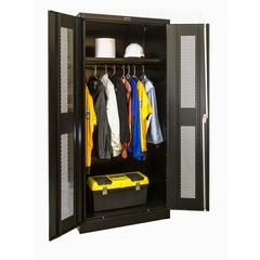 800 Series Stationary Wardrobe Cabinet, 36"W  x 18"D x 78"H, 708 Midnight Ebony, Single Tier, Double Ventilated Door, 1-Wide, Knock-down