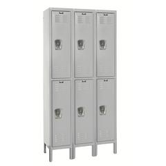 Hallowell Premium Locker, 711 Light Gray, Double Tier, 3-Wide, Assembled