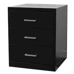 Fort Knox Workbench Pedestal - 3 Drawer, 18"W x 24"D x 32"H, Black Body, Red Doors (textured), 1-Wide, All-Welded