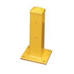 Hallowell Guardrail - Single Rail Column Assembly, 5"W x 5"D x 18"H, Safety Yellow, Includes Welded on 10" x 10" Anchoring Plate