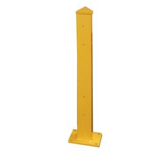 Hallowell Guardrail - Double Rail Column Assembly, 5"W x 5"D x 42"H, Safety Yellow, Includes Welded on 10" x 10" Anchoring Plate