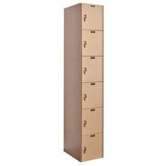 AquaMax Plastic Locker, Taupe Body and Doors, Six Tier, 1-Wide, Assembled
