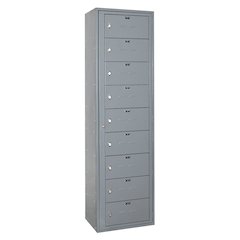 Hallowell Uniform Exchange Locker, 725 Dark Gray, 9-Person, 1-Wide, Assembled