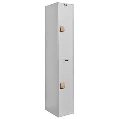 MedSafe AquaMax Anitmicrobial Plastic Locker, 12"W x 18"D x 72"H, White Body and Doors, Double Tier, 1-Wide, Assembled