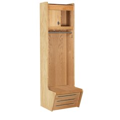 Recruiter-2, New Style Setback Solid Side 12' Security Box, No Logo, 24"W x 12"/24"D x 84"H, Natural Red Oak with Clear Finish, Open Front, 1-Wide, Assembled