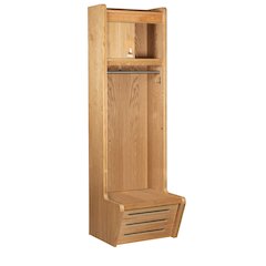 Recruiter-2, New Style, Setback, Solid Side, 12" Security Box No Logo, 24"W x 12"/24"D x 84"H, Natural Red Oak with Clear Finish, Open Front, 1-Wide, Assembled