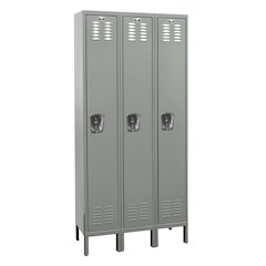 Hallowell Premium Locker, 725 Dark Gray, Single Tier, 3-Wide, Assembled
