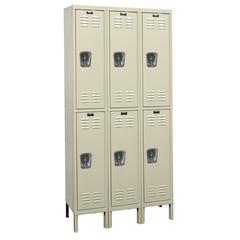 Hallowell Galvanite Locker, 729 Tan, Double Tier, 3-Wide, Knock-Down